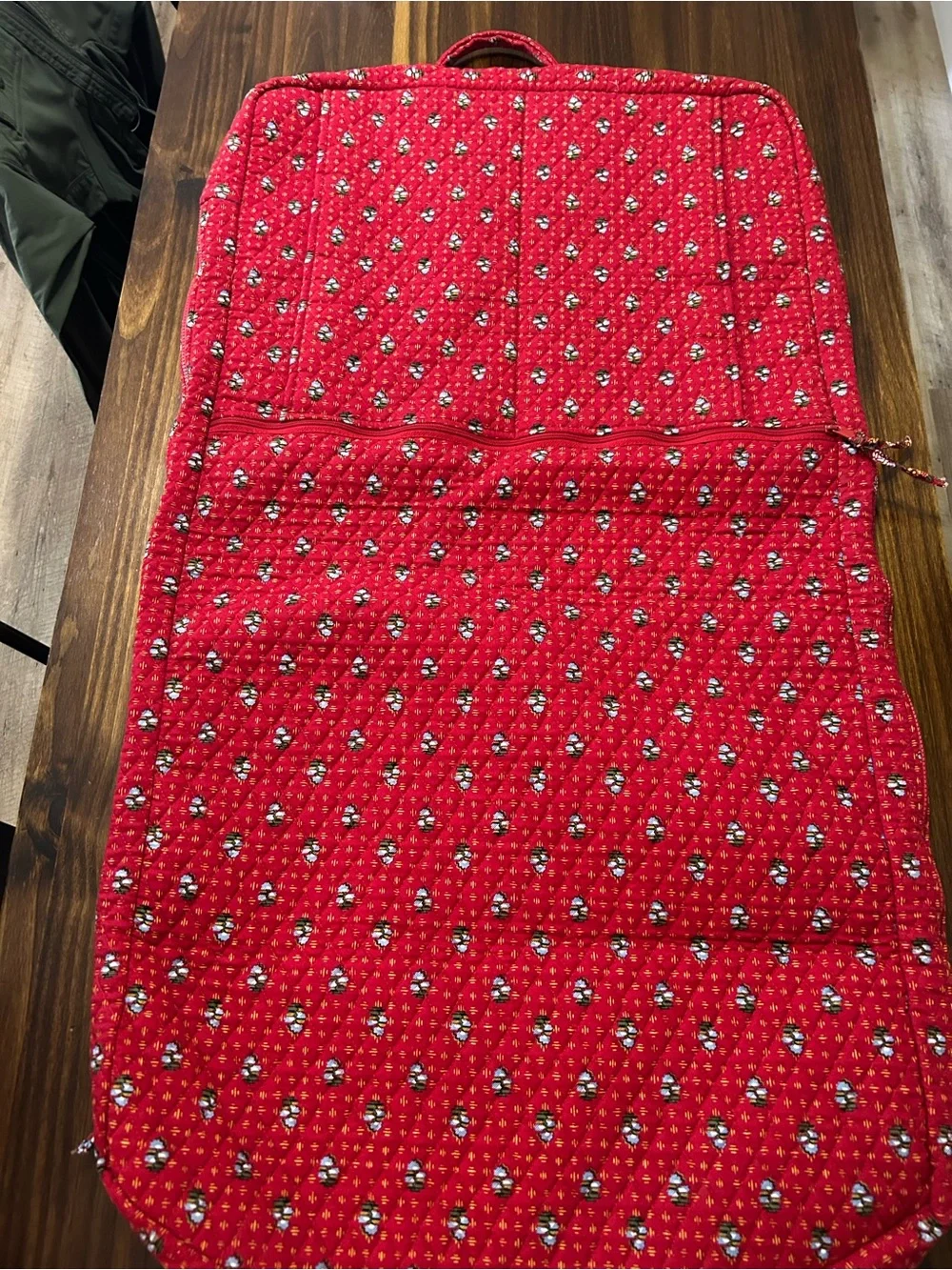 Vera Bradley Red Quilted Floral-Trim Garment Bag-Retired